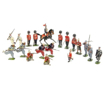 Various odd Britains pre WW1 era figures comprising set 191 French Turcos (5),   1 slightly bent on base, 1 butt missing, set