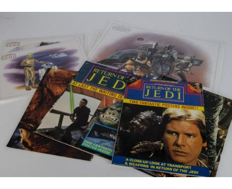 Vintage Star Wars Posters &amp; Placemats, including Official Poster Monthly ESB No.2, ROTJ No.1, No.3, five other loose exam
