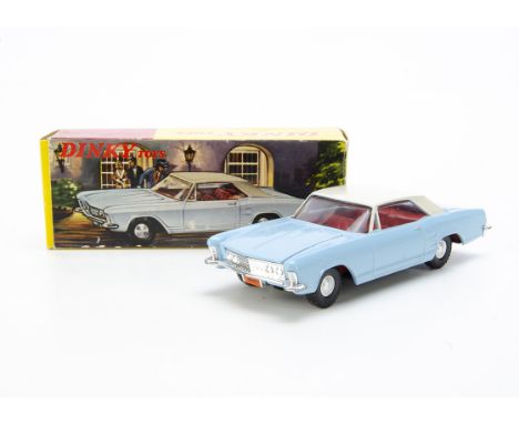 Hong Kong Dinky Toys 57-001 Buick Riviera, light blue body, cream roof, red interior, cast wheels, in original box, E, box G-