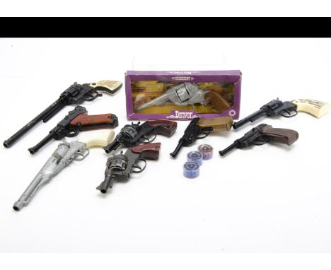 Model Cap Guns, including Crescent Denver Revolver, in original box, loose Lone Star James Bond 007 Automatic, P38 Automatic,