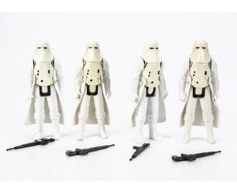 Vintage Star Wars PBP Hoth Stormtrooper Action Figures, four examples, all with Action Force weapons and large hole skirts, F