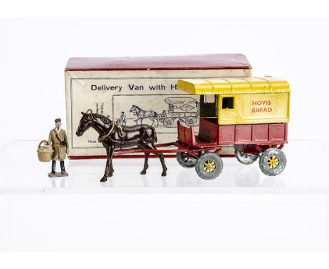 Charbens boxed rare post WW2 diecast Set No. 7 Delivery Van Horse &amp; Man in HOVIS BREAD livery, complete with delivery man