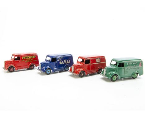 Dinky Toy Trojan Vans, 452 'Chivers Jellies', 453 'Oxo', 451 'Dunlop', 450 'Esso', F-VG (4)