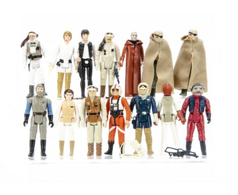 Vintage Star Wars Rebel Alliance Action Figures, Luke Skywalker, Prune Face, Hoth Rebel Commander, Han Solo, with original we