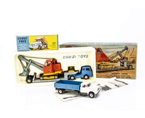 Corgi Toys Gift Set 27 Machinery Carrier, with Bedford Tractor Unit and Priestman Cub Shovel, 483 Dodge Kew Fargo Tipper, in 