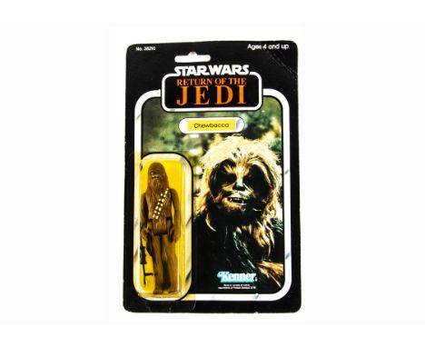 Vintage Star Wars Kenner ROTJ Chewbacca Action Figure, on punched 77A back card, figure E, bubble VG, discoloured, card G-VG,