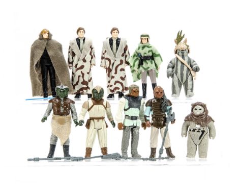 Vintage Star Wars ROTJ Action Figures, Klaatu, Nikto, Weequay, Klaatu Skiff, Princess Leia Endor Gear, complete with original