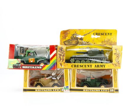 Britains &amp; Crescent Military Diecast, 9784 8th Army Scout Car, 9781 British Scout Car, 9780 Military Land Rover, Crescent