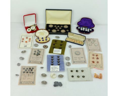An interesting and diverse collection of Buttons, dating from the 1700's - 1930's, including an attractive set of blue enamel