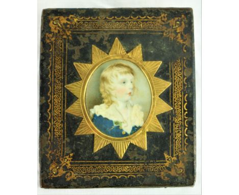 Anglo-Irish SchoolAn oval miniature Portrait, "John George Brabazon Ponsonby, 5th Earl of Bessborough as a boy," 2" (5cms). (