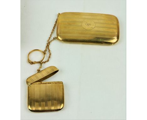 A fine quality 9ct yellow gold Cigarette and Matching Vesta Case, hall marked, monogrammed with the letter "S", approx. 91 gm