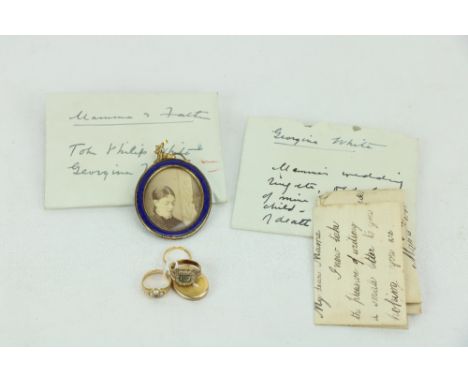 White  Family.  A collection of items relating to the family of Cottie (White) Yeats, including:-A  gold locket enclosing a p