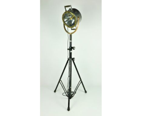 A 19th Century Ships brass and steel Signal Light, on swivel mount with later tripod base, converted to a Lamp Standard. (1)