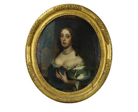 Circle of Sir Anthony Van Dyck (Antwerp 1599 - 1641)"Portrait of a Lady, possibly Queen Henrietta Maria, three-quarter length