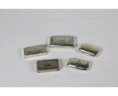 A rectangular Continental silver Snuff Box, engraved with Cathedral etc.; a heavy rectangular English Georgian silver Snuff B