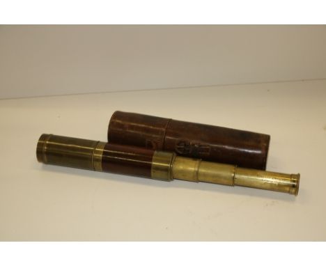 A 19th Century brass Telescope, by Carpenter &amp; Westley, 24 Regent Street, London, in original leather holder. (1)