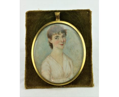 Anglo-Irish SchoolOval miniature Portrait "Hon. Emily Mary Lamb, Countess of Cowper (daughter of 1st Viscount Melbourne), mar