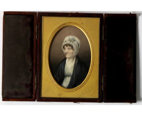 Early 19th Century Irish SchoolMiniature: A half length "Portrait of Elizabeth, daughter of Thomas Buxton of Coggeshall, who 