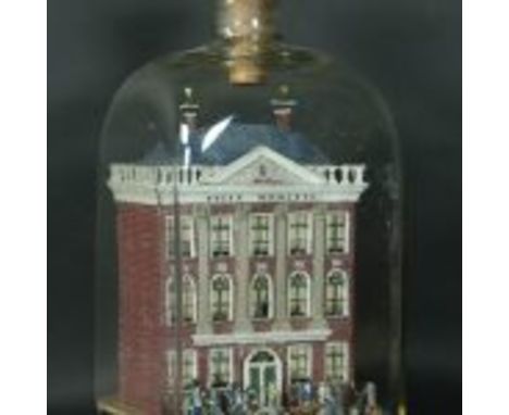 An important early 18th Century miniature Dutch Museum in a Bottle, depicting the 'Felix Meritis' Building in Amsterdam, a th