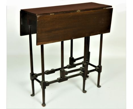 An Edwardian mahogany Yacht Table, with rectangular drop leaves on spider legs with gate leg action. (1)