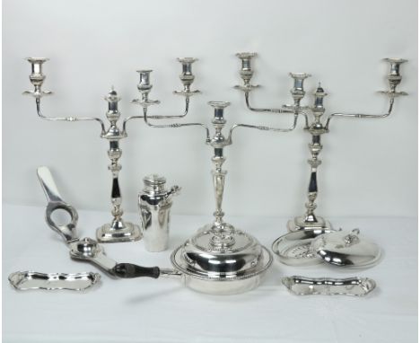 A large pair of 19th Century Sheffield silver plated Candelabra, with gadroon ornamentation, on rectangular bases, 55cms (21 