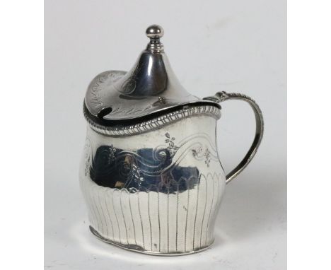 An Irish Provincial silver engraved Mustard Pot, by Carden Terry and Jane Williams (Cork), hall marked, with original glass l