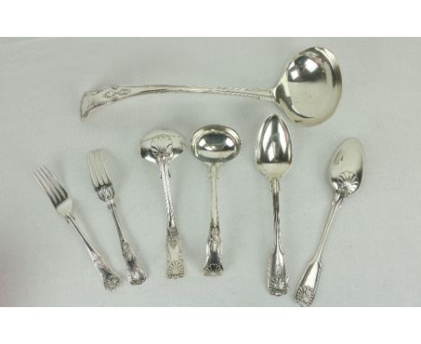 A part Canteen of silver plated Kings pattern Cutlery, comprising 13 heavy Table Spoons, 12 Dessert Spoons, 11 Dessert Forks,