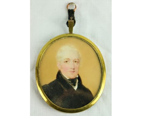 Irish School - 19th CenturyAn oval miniature Portrait, "Frederick Ponsonby, 3rd Earl of Bessborough," on ivory (Frederick Pon