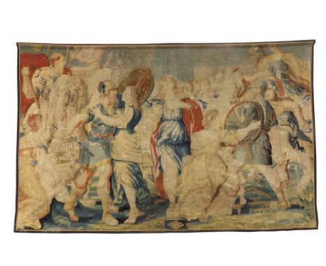 A fine large 17th Century Flemish Tapestry, depicting "The Intervention of the Sabine Women," 8' 9" (267cms), 13' 6" (410cms)