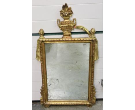 A 19th Century giltwood Mirror, with scroll decoration and bouquet surmounted; together with a composition Georgian style gil