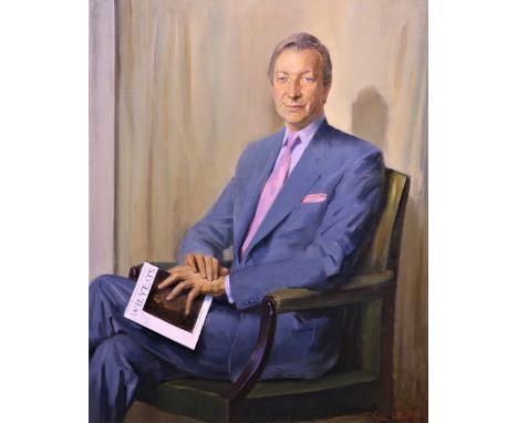 John F. Kelly, R.H.A., 1932 - 2006 "Charles J. Haughey," O.O.C., half length Portrait depicting the former Taoiseach seated, 