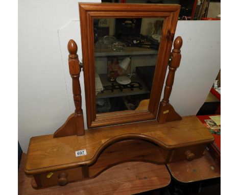 Pine Swing Mirror with Trinket Drawers 