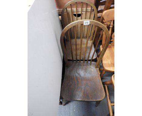 Pair of Stick Back Chairs with Shaped Seats 