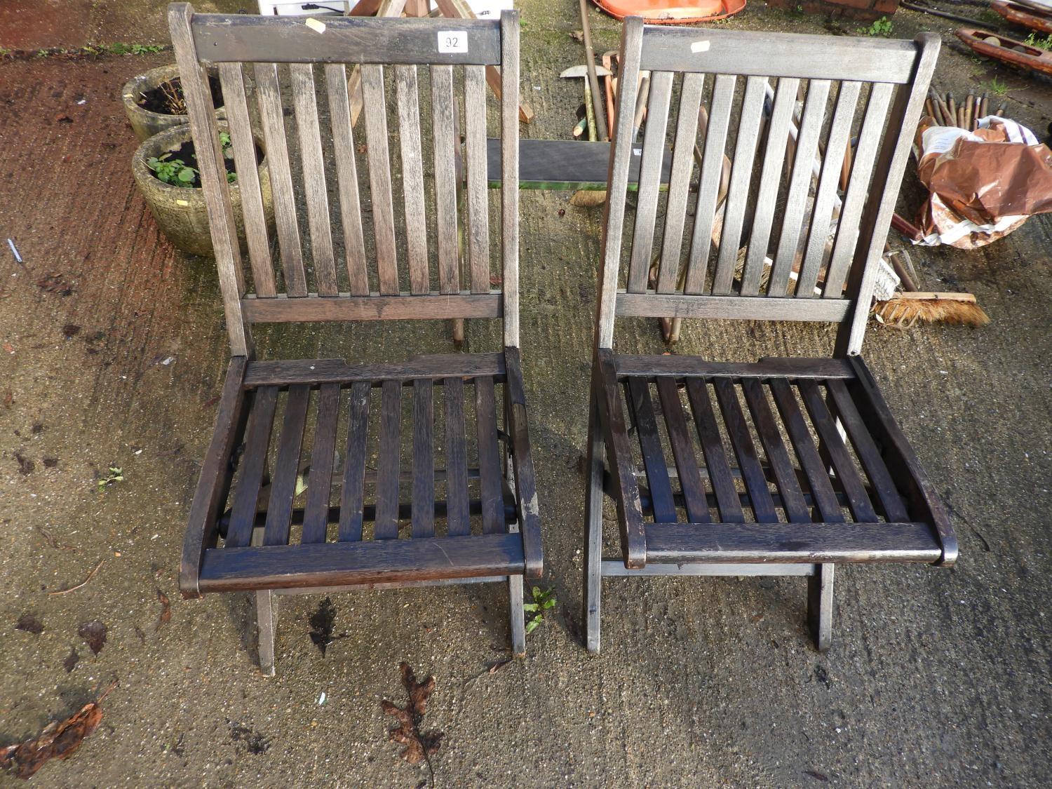 Pair of Wooden Folding Garden Chairs