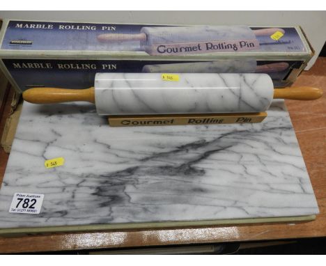 Marble Chopping Board and Rolling Pin 