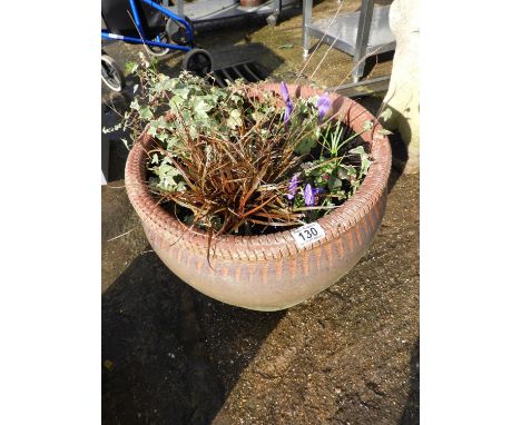Large Circular Glazed Concrete Garden Planter 