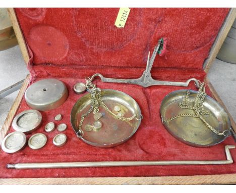 Cased Brass Jewellers Scales 
