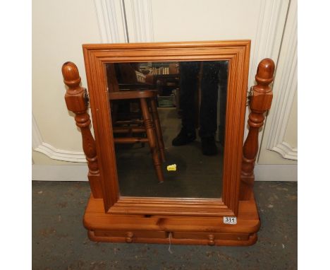 Pine Swing Mirror with Two Trinket Drawers 