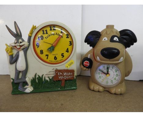 Bugs Bunny Equity Talking Alarm Clock and Muttley Dog Alarm Clock