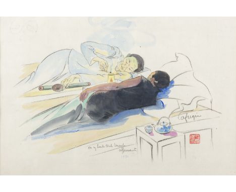 LÉA LAFUGIE (FRANCE, 1890-1972) SCHOOL OF TRAVELING PAINTER, GRADUATED FROM THE PARIS SCHOOL OF DECORATIVE ARTS Opium subject