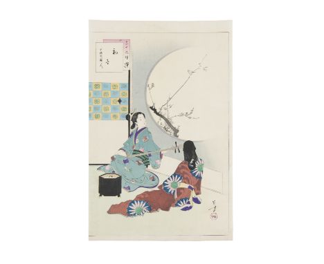 Toshikata Mizuno 水野年方 (JAPAN, 1866-1908)  ‘Hatsune, Manji koro fujin’ (lit. ‘First Call of the Warbler: Women of the Manji Er