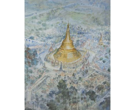 U MAUNG MAUNG THEIN OR THAIN  (BURMA, MYANMAR, ACTIVE 20TH &amp; 21ST CENTURY) The Golden Stupa of the Shwedagon Pagoda Yango