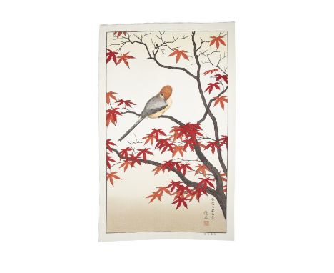 YOSHIDA TOSHI 吉田遠志 (JAPAN, 1911-1995)  Birds of the Autumn Season  Double oban tata-e woodblock print  Part of a series of fo
