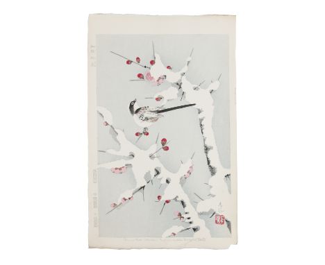 Nakamura Shundei春泥 (JAPAN, 1904-1966)  Shin hanga - Snowy plum branches  Circa 1950s  Ōban tata-e woodblock print  Dimensions