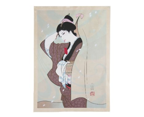 Iwata Sentaro (JAPAN, 1901-1974)  ‘Hiru Sagari’ (lit. ‘Early Afternoon’, a beauty in Bunka, Bunsei era (1804-1830)  Oban tata