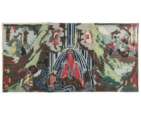 Utagawa Yoshitsuya 歌川芳艶 (JAPAN, 1822-1866)   Minamoto Yorimitsu in the Ashigara Mountains (Minamoto Yorimitsu Ashigarayama-ir