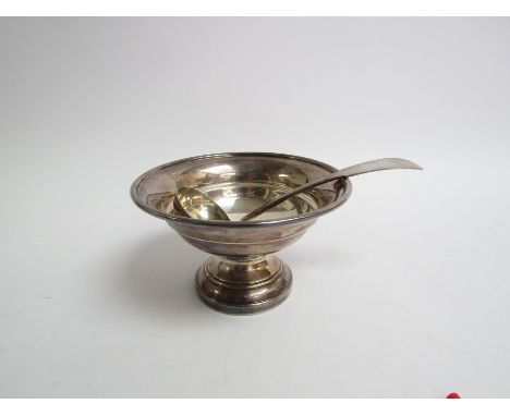 A Bryan &amp; Co silver pedestal bowl, Birmingham 1945, 13cm diameter, dent to foot rim, 139g and an Edinburgh silver sauce l