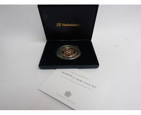 Westminster Mint proof 2008 The Elizabeth I Diamond &amp; Ruby pave set medallion 