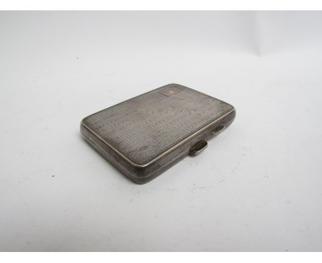 A Henry Perkins &amp; Sons silver rectangular cigarette case with engine turned body, vacant cartouche, 8cm x 6cm, Birmingham