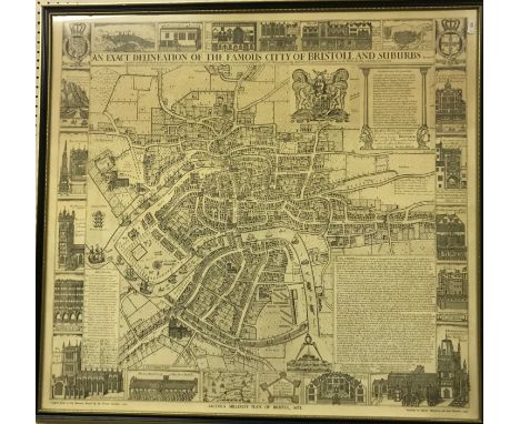 AFTER JACOBUS MILLERD "An exact delineation of the famous citty of Bristoll and suburbs thereof ..." a facsimile print by Mes